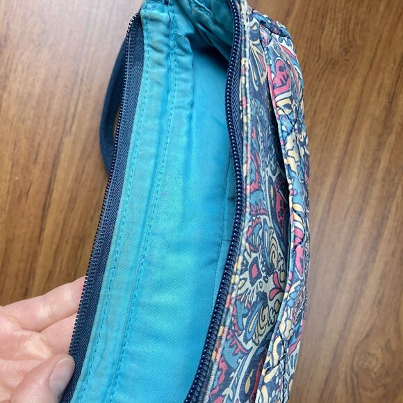 Travelon Women's Zip Crossbody Bag Multi Pocket Organizer Paisley Blue GUC - Picture 13 of 16